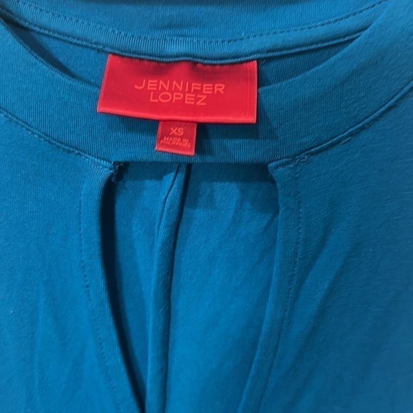 Jennifer Lopez size XS keyhole, neckline sleeveless, dark aqua dress - Picture 2 of 4